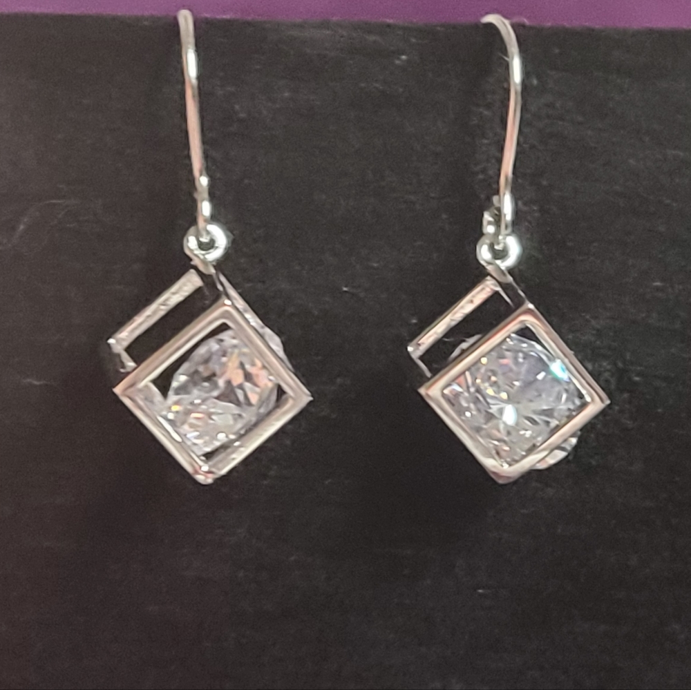 JTV  Silver Drop Earrings - ‘ loose 💎 in a 🎲